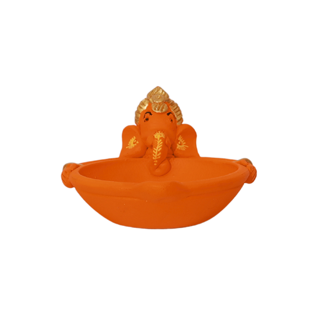 Ganesh Diya - 16x9 cm Orange