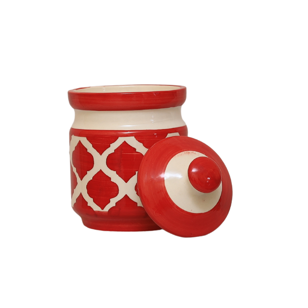 Pickle Jar with Lid - Ceramic red