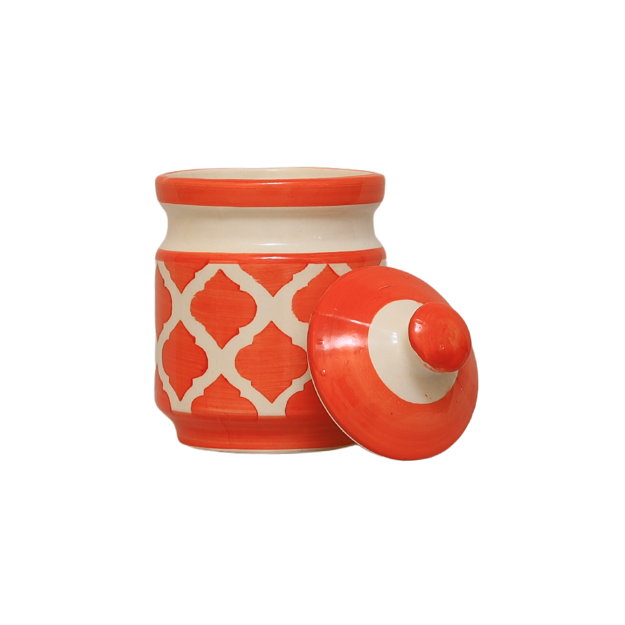Pickle Jar with Lid - Ceramic orange