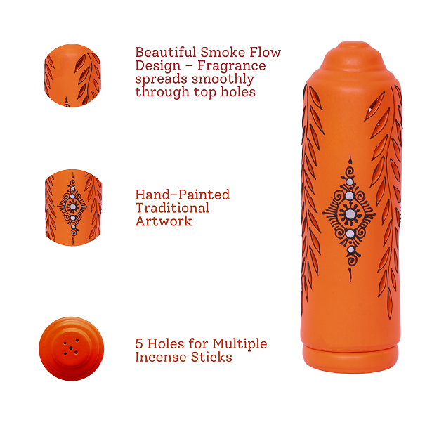 Agarbatti Stand - Cylinder Orange