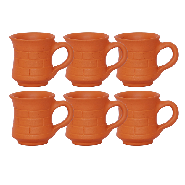 Tea Cup - brick design 10x7.5 cm - pack of 6