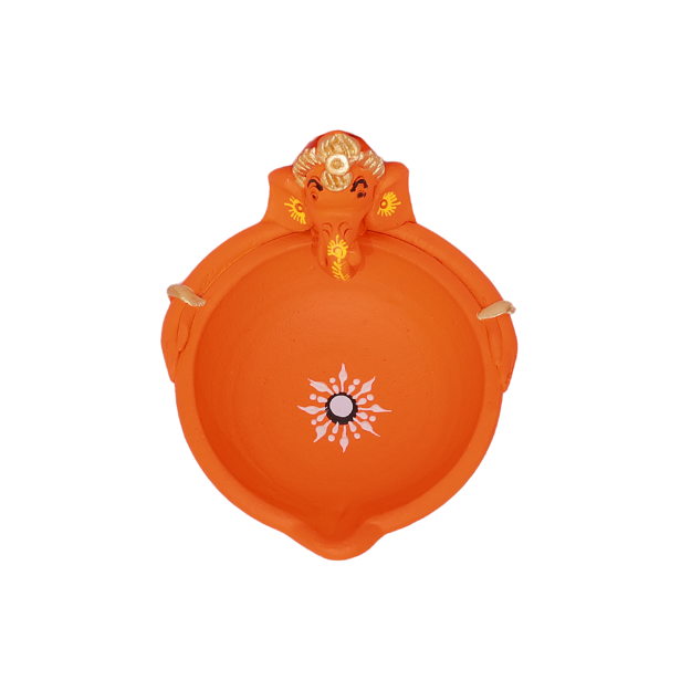 Ganesh Diya - 16x9 cm Orange