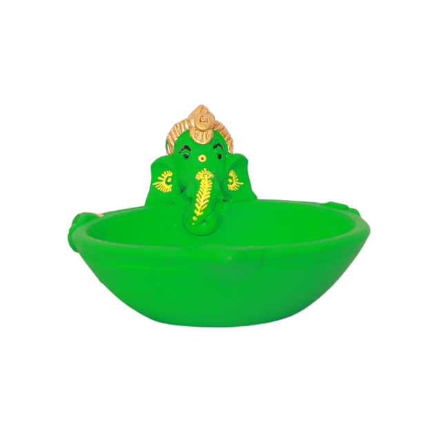 Ganesh Diya - 16x9 cm Green