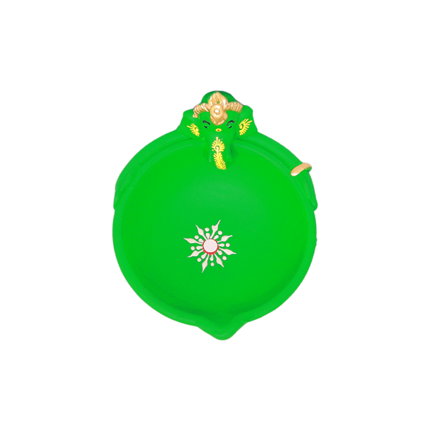 Ganesh Diya - 16x9 cm Green