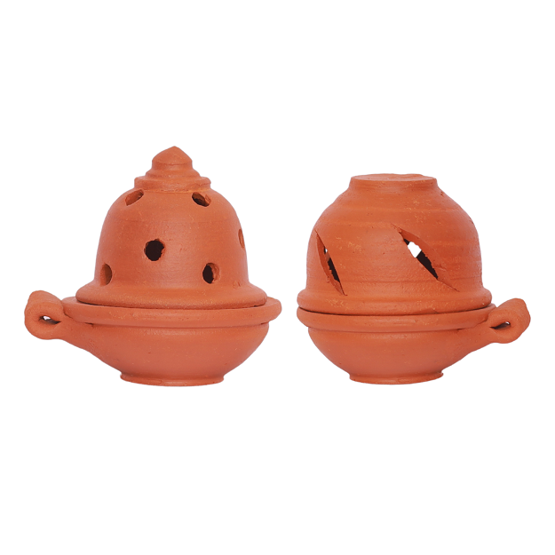Diya with Lid - Cross and round hole - pack of 2