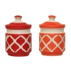 Pickle Jar with Lid - Ceramic orange and Red - pack of 2