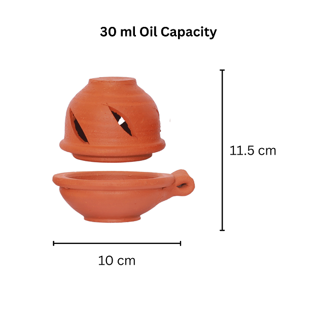 Diya with Lid - Cross hole