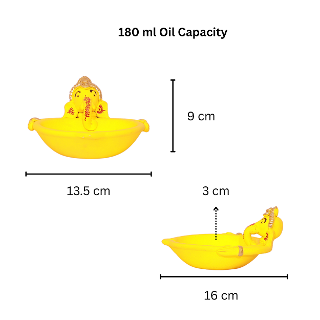 Ganesh Diya - 16x9 cm Yellow